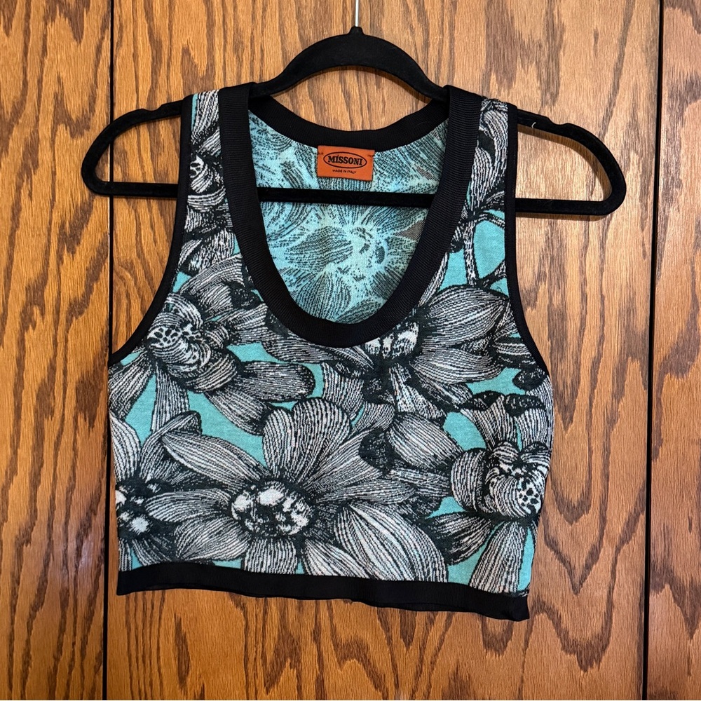 Missoni Floral Knit Crop Tank Top Women’s IT 40 US Small Made In Italy